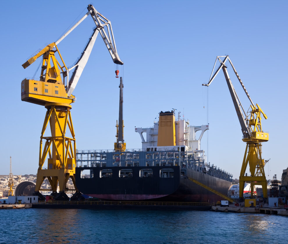 Big ship in dry dock