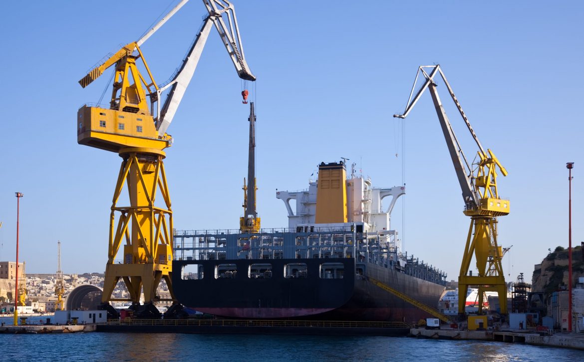 Big ship in dry dock